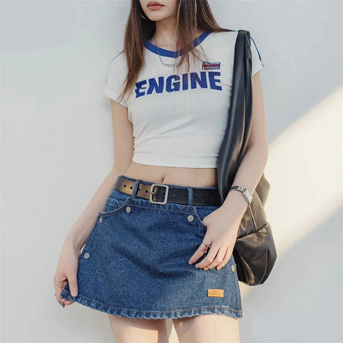 Premium Women's A-Line Denim Skirt Shorts – Vintage Wide-Leg Summer Design, Detachable Detail